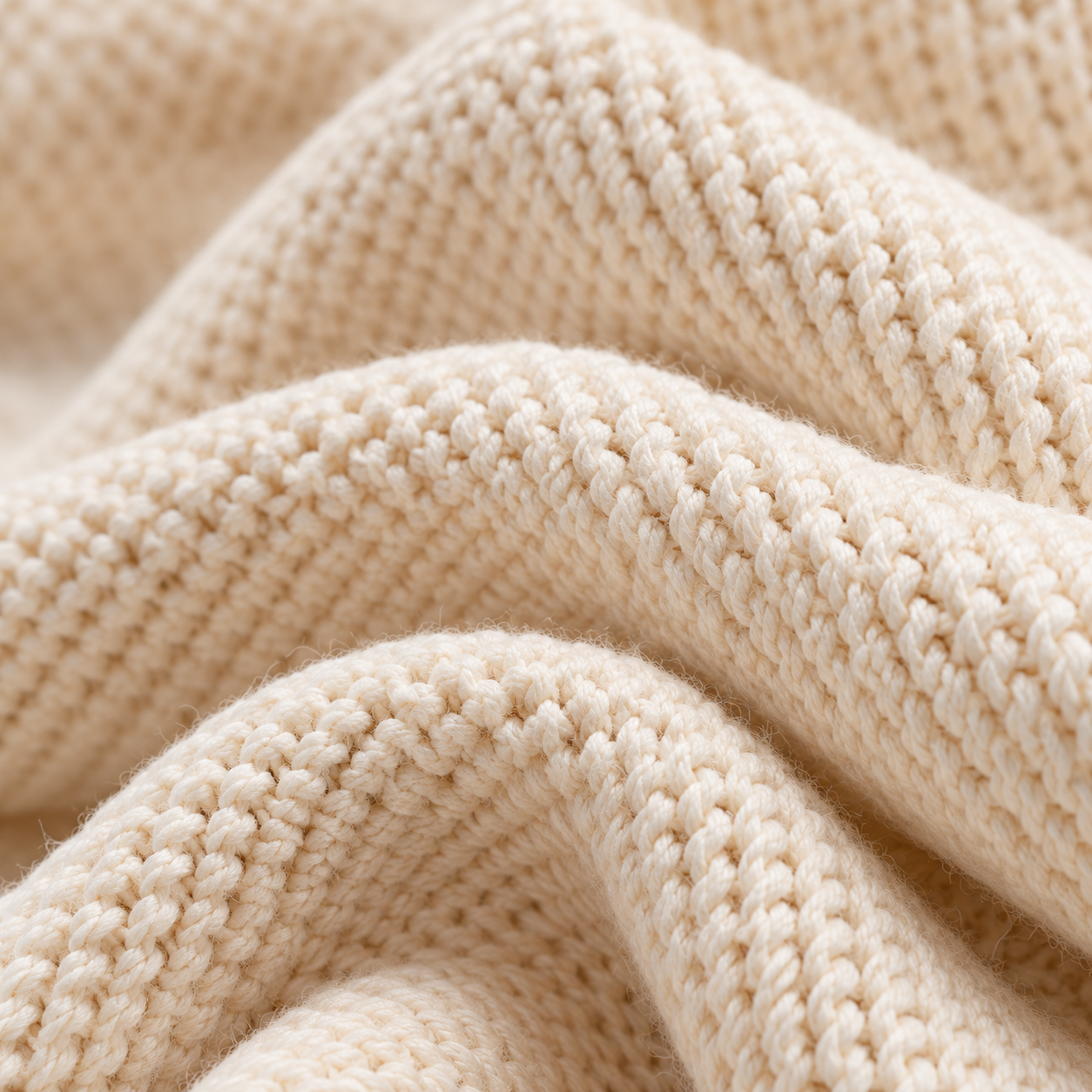 Cream knit fabric sample